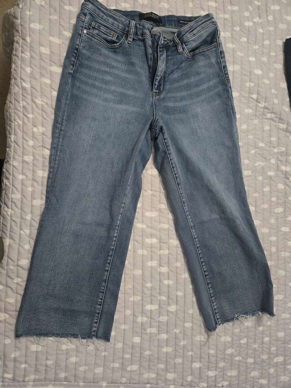 Judy Blue Light Blue Cropped Wide-Leg Jeans with Raw Hem